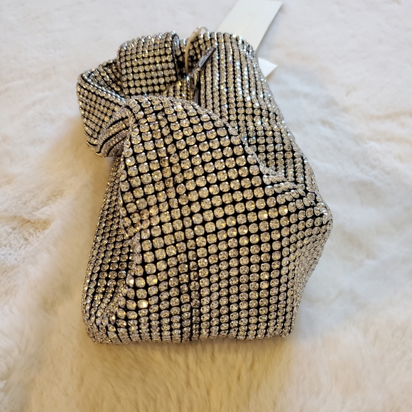 New Madison West Crystal Rhinestone Knotted Handle Handbag - Picture 9 of 14